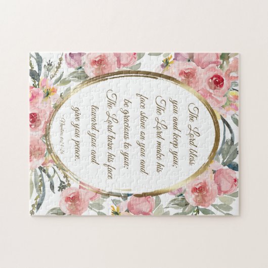 Zahlen 6:24-26 Der Herr segne Sie rosa Blüte Puzzle (Horizontal)