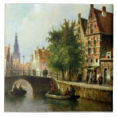 Zahlen auf einem Kanal, Amsterdam (Öl auf Platte) Fliese (Vorderseite)