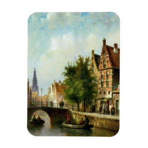 Zahlen auf einem Kanal, Amsterdam (Öl auf Platte) Magnet