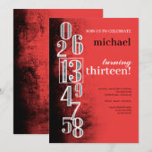 Zahlen auf Grunge Hintergrund Geburtstagsparty Einladung (Vorne/Hinten)