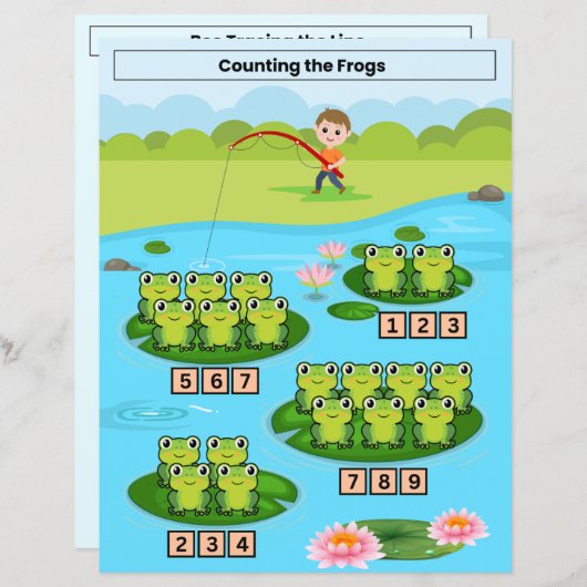Zählen der Frösche-Tabelle für Kinder (Vorne/Hinten)