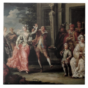 Zahlen, die außerhalb eines Palastes (Paare, Fliese