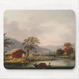 Zahlen, die ein Sampan ringsum eine Biegung in Mousepad