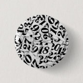 Zahlen Figuren Typ Collage Kunst Pin Button (Vorderseite)