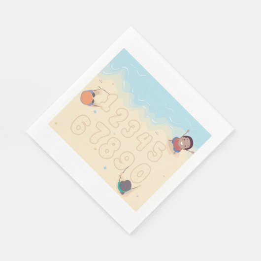 Zahlen im Sand Serviette (Ecke)