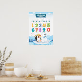 Zahlen mit Pinguin und Bären Poster (Küche)