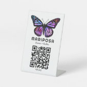 ZAHLEN PER QR-Code SCAN Schmetterling Esthetikerin Sockelschild (Vorderseite)