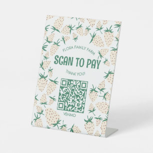 ZAHLEN PER QR-CODE SCAN Weiße Erdbeere Pineberry I Sockelschild