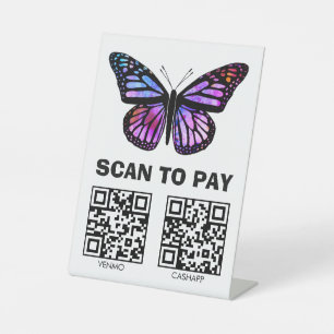 ZAHLEN PER QR CODE SCANNEN Watercolor Butterfly In Sockelschild
