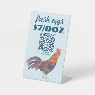 ZAHLEN PER QR-SCAN Eier zum Verkauf Wasserfarbe Hu Sockelschild