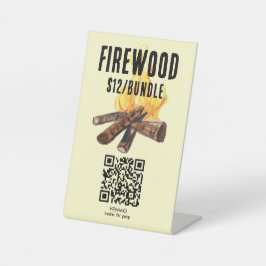 ZAHLEN PER SCAN Brennholz zu verkaufen QR Code Was Sockelschild