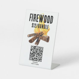 ZAHLEN PER SCAN Brennholz zu verkaufen QR Code Was Sockelschild