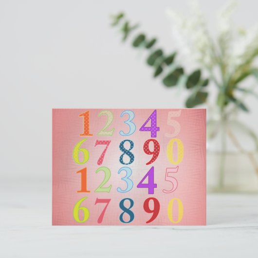 Zahlen Postkarte (Stehend Vorderseite)