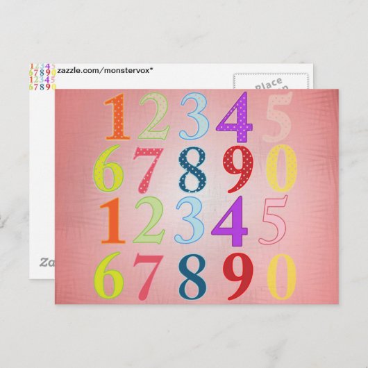 Zahlen Postkarte (Vorne/Hinten)