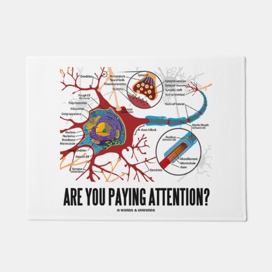Zahlen Sie Aufmerksamkeit? Neuron-Synapse-Spaß Fußmatte (Vorderseite)