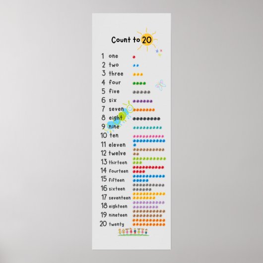 Zählen Sie bis 20 Mathe Wall Decor Kindergarten Gr Poster (Vorne)