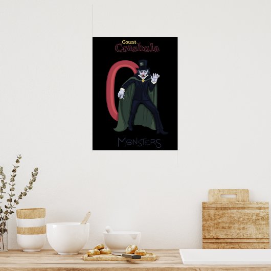 Zählen Sie Crashula in roten Zahlen (Monsterserie) Poster (Küche)