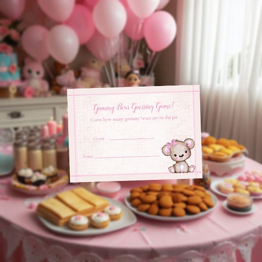 Zählen Sie den Bears Baby Shower Game Niedlich Gir Begleitkarte