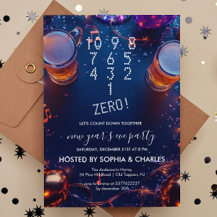 Zählen Sie Drinks Confetti Silvesterabend Party Einladung