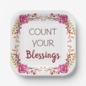 Zählen Sie Ihr Segen Erntedank Abendessen Party Pappteller (Vorderseite)