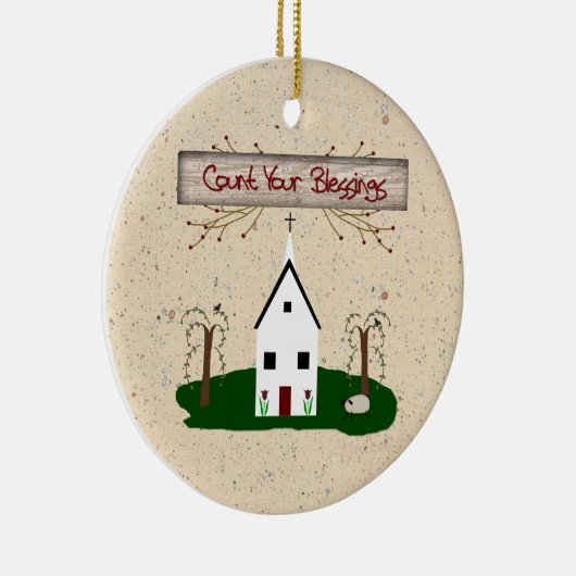 Zählen Sie Ihre Segen-Verzierung Keramik Ornament (Rechts)