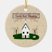 Zählen Sie Ihre Segen-Verzierung Keramik Ornament (Vorne)