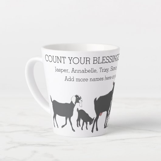 Zählen Sie Ihre Segnung Ihre Ziegenherde Latte Tas Milchtasse (Linke Ecke)