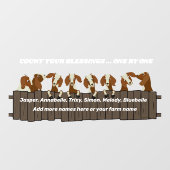 Zählen Sie Ihre Segnungen Rustikale 8 Ziegen auf Z Fensteraufkleber (Blatt)