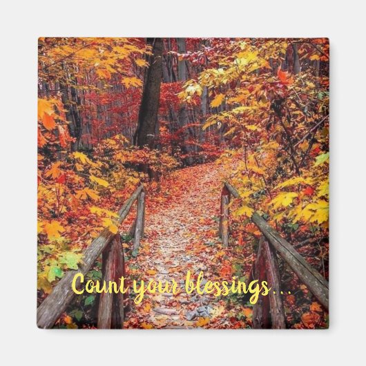 Zählen Sie Ihren Segnungen farbenfrohe Blätter Magnet (Vorne)