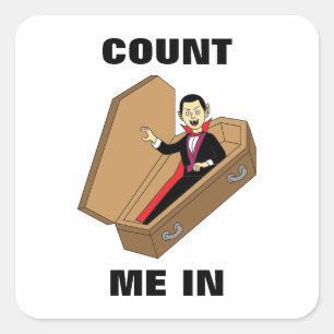 Zählen Sie mich in lustigen Halloween-Vampirpuppen Quadratischer Aufkleber