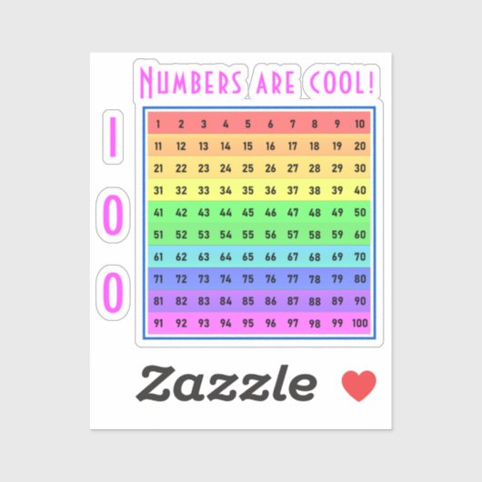 "Zahlen sind cool!" Hunderte Chart Vinyl Sticker (Blatt)