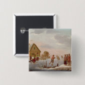 Zahlen Skaten in einer Winter-Landschaft Button (Vorne & Hinten)