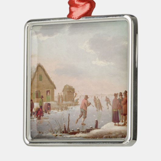 Zahlen Skaten in einer Winter-Landschaft Ornament Aus Metall (Links)