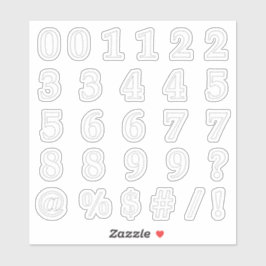 Zahlen und Symbole in StichAusschneiden Aufkleber