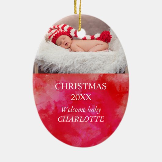 Zählen unser Foto Segnungen Weihnachten Wasserfarb Keramikornament (Hinten)