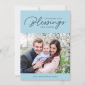 Zählen unserer Segnungen | Osterfotokarte | Blau Feiertagskarte (Vorderseite)