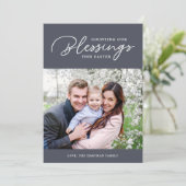 Zählen unserer Segnungen | Osterfotokarte | Grau Feiertagskarte (Stehend Vorderseite)