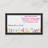 Zahlen Visitenkarten Visitenkarte (Rückseite)