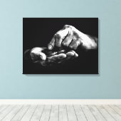 Zählen von Geldhand Schwarz-weiße Vintage Zeichnen Leinwanddruck (Insitu (Holzboden))