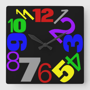 ~Zahlen~ WALL CLOCK, MULTICOLORED, CUSTOMIZE! Quadratische Wanduhr