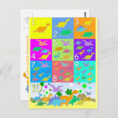 Zählen wir mit Dinosauriern mit den Nummern 1 bis  Postkarte (Vorne/Hinten)