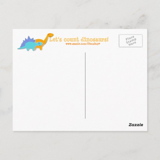 Zählen wir mit Dinosauriern mit den Nummern 1 bis  Postkarte (Rückseite)