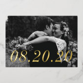 Zahlendatum nur verheiratet Hochzeit Folieneinladung (Vorderseite)