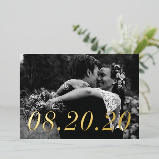 Zahlendatum nur verheiratet Hochzeit Folieneinladung (Stehend vorne)