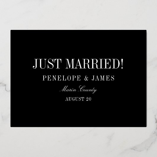 Zahlendatum nur verheiratet Hochzeit Folieneinladung (Rückseite)