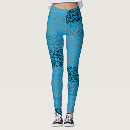 Zahlenmuster 01 mit hellblauem Hintergrund Leggings (Vorderseite)