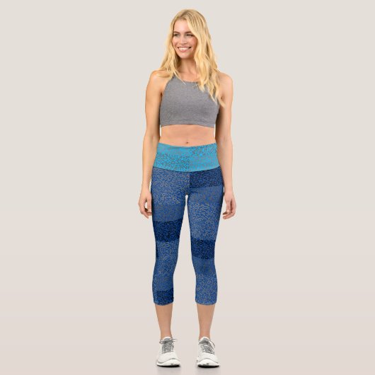 Zahlenmuster 01 w Blauer BG Capri Leggings (Vorderseite)