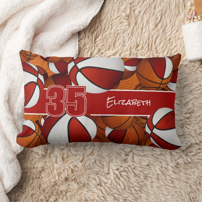 zahlreiche Basketballkörbe, rote Sportsäle Lendenkissen (Decke)