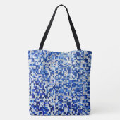 Zahlreiche kleine Plätze, blaue Farbtöne Tasche (Rückseite)