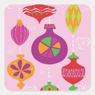 Zahlreiche Weihnachtsdekoration illustriert im Quadratischer Aufkleber